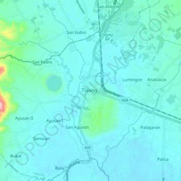 Tiaong topographic map, elevation, terrain