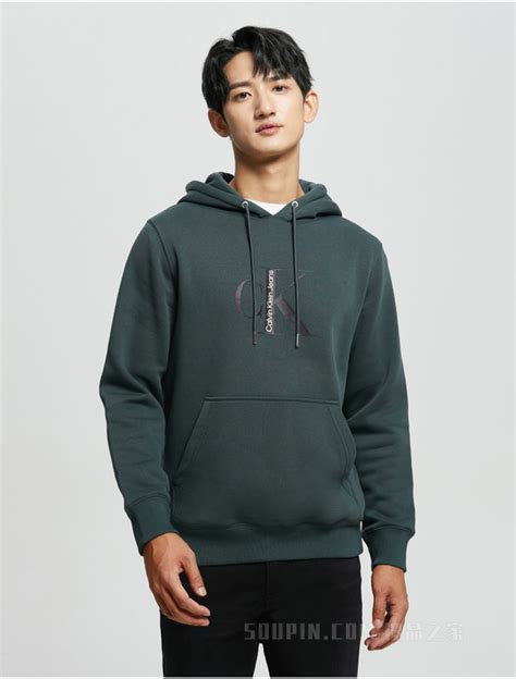 【calvin Klein】calvin Klein 22秋冬男士时尚简约印花logo加绒连帽套头卫衣j323238 J323238 L7e 搜品之家