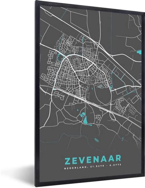 Fotolijst Incl Poster Kaart Zevenaar Plattegrond Stadskaart