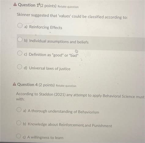 Solved A Question 11 2 Points Retake Question Skinner Chegg