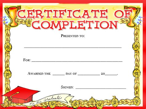 Free Printable Award Certificate Of Completion Template