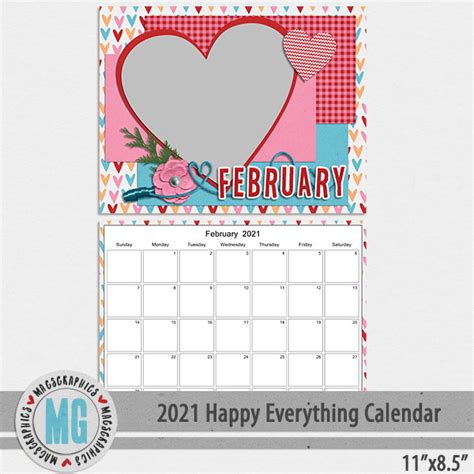 2021 11x8.5 Happy Everything Calendar Template | Digital Art