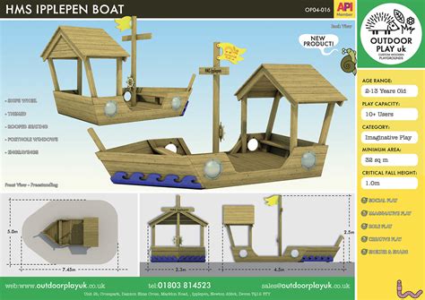 Wooden Play Boat For Childrens Play Areas Outdoor Play