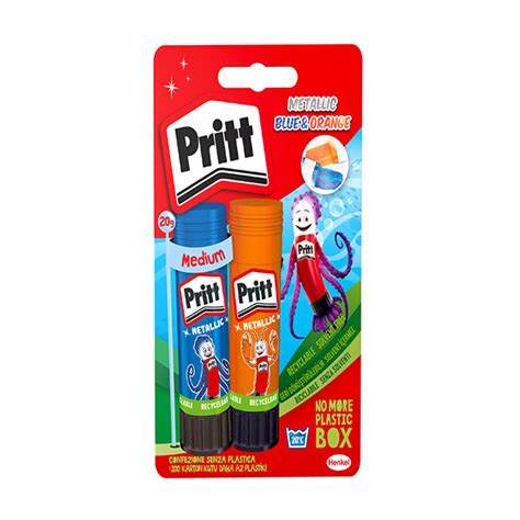 Pritt Metallic Blue And Orange Glue Stick 2 Pack Pritt 123ink Ie