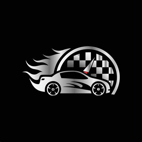 Car racing logo with speedometer, race car and checkered flag 48514991 ...