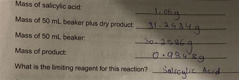 Solved Calculate The Number Of Moles Of Salicylic Acid Used Chegg