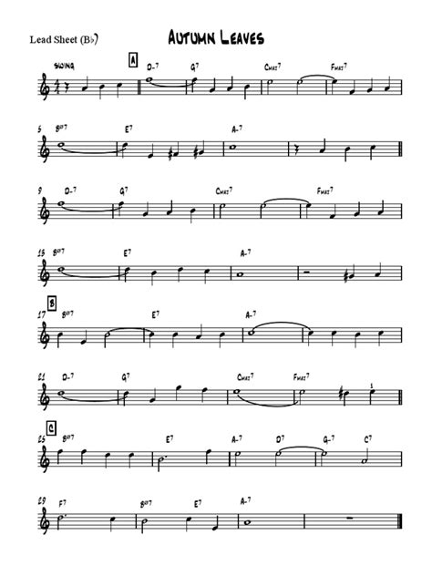 Autumn Leaves Lead Lead Sheet Bb Pdf