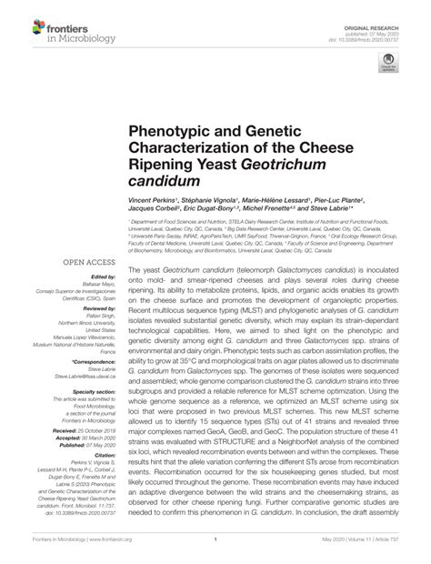 PDF Phenotypic And Genetic Characterization Of The Cheese Ripening