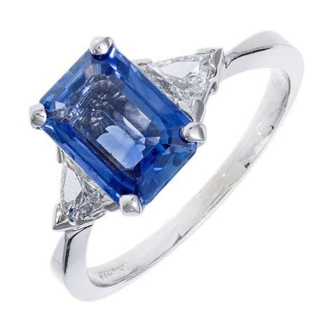 Emerald Cut Sapphire Diamond Gold Engagement Ring At 1stdibs