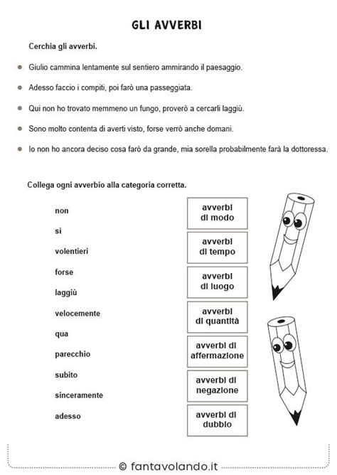 Schede Di Italiano Scuola Primaria Gli Avverbi Fantavolando Regole