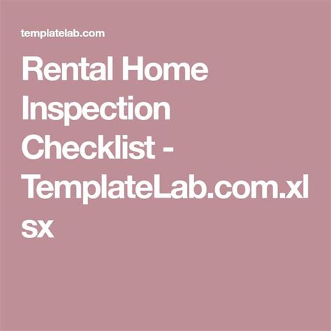 Rental Home Inspection Checklist Xlsx In 2022 Home