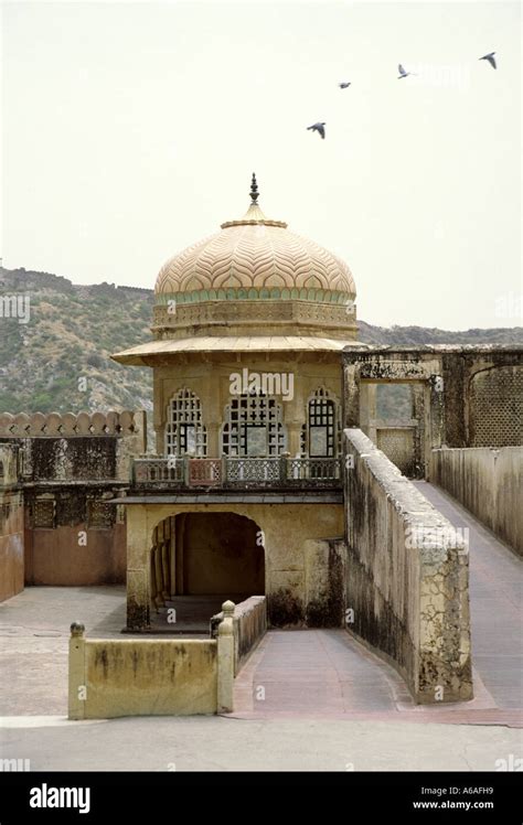 Pigeons Taking Off From A Turret Dome In The Amber Fort Jaipur