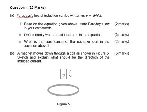 Solved Question 4 20 Marks A Faradays S Law Of Chegg