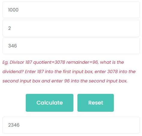 Dividend Calculator Based on Divisor, Quotient and Remainder – MathBz