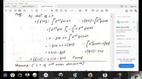 Laplace Transformation Transformation Of Derivative 2nd Lecture Video Tnu Sir Youtube