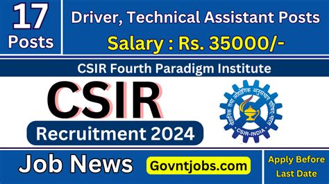 Csir Pi Recruitment Apply Online For Driver Technical