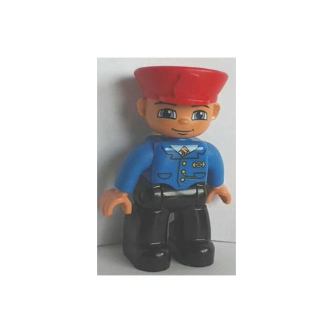 Lego Train Conductor Avec Noir Jambes Bleu Jacket Flesh Diriger Et