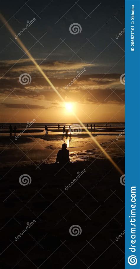 Sunset Padma Beach Legian Bali Stock Image - Image of padma, sunset ...