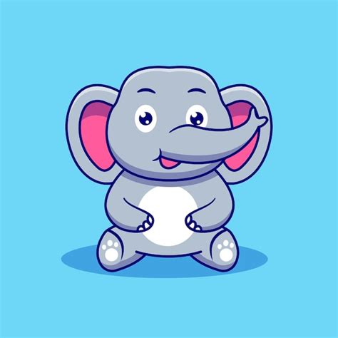 Elefante sentado lindo vector ilustración Vector Premium