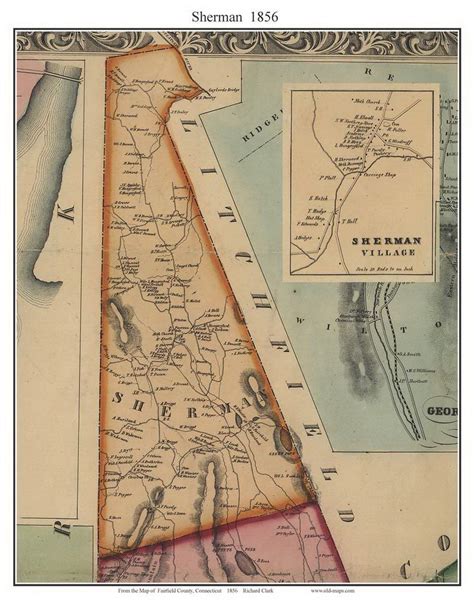 Sherman 1856 Old Town Map With Homeowner Names Connecticut Reprint Fairfield Co Ct Tm Etsy