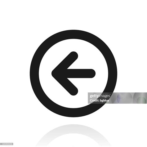 Left Arrow Button Icon With Reflection On White Background High Res