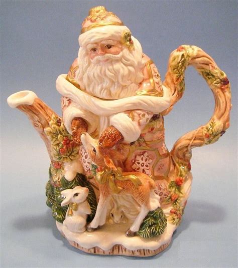 Fitz Floyd Snowy Woods Santa Teapot Tea Pots Fitz And Floyd Tea