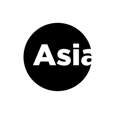 Asia Continent Typography On Black Round Asia Continent Lettering