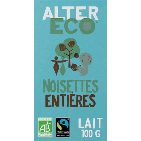 Alter Eco Tablette De Chocolat Au Lait Et Noisettes Enti Res Bio Et