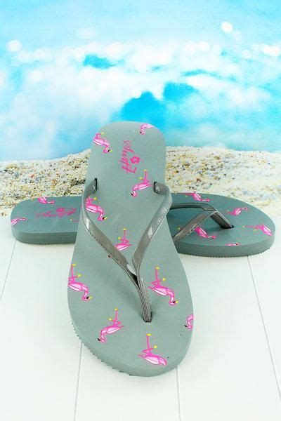 Womens Gray With Pink Flamingo Flip Flops Ff30w Gry Choose Your Size