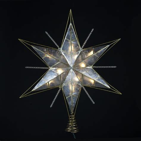 10 L 6 POINT CAPIZ GOLD BIG STAR TREETOPPER WITH ACRYLIC BEADS ACCENT