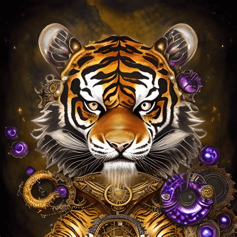 Majestic Steampunk Tiger 8k Polished Digital Painting · Creative Fabrica