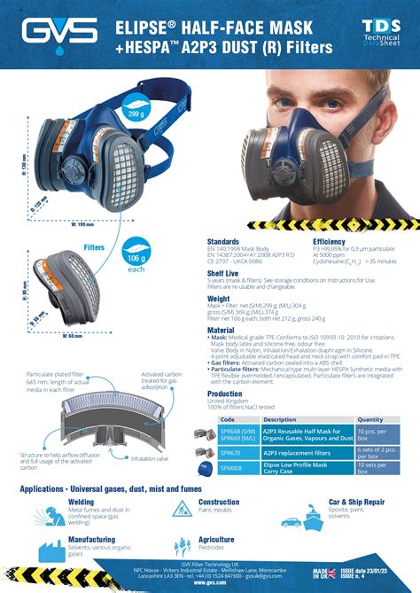 Gvs Demi Masque Elipse Low Profile A P Respirator Soluto Work