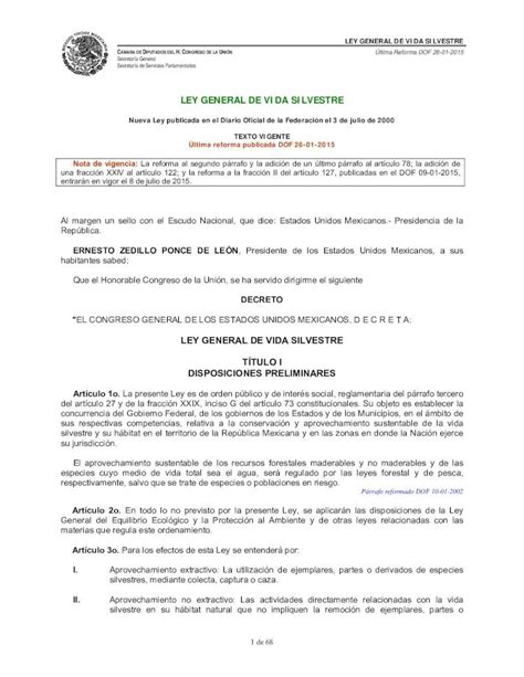 PDF Ley General De Vida Silvestre LEY GENERAL DE VIDA SILVESTRE