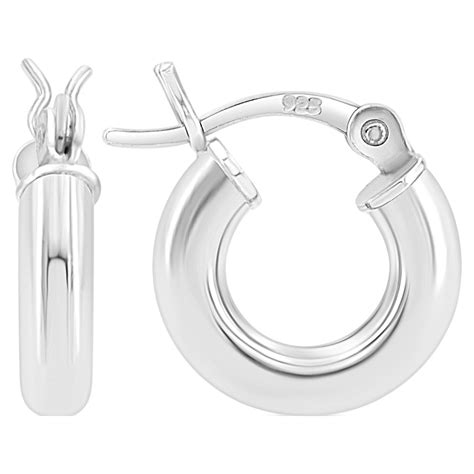 Kezef 925 Sterling Silver 3mm Pierced Hoop Earrings Jewelry 12mm Diameter