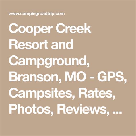 Cooper Creek Resort and Campground, Branson, MO - GPS, Campsites, Rates ...