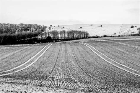 Ploughed Field Covered In Frost In The South Downs National Park