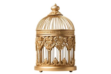 Premium AI Image Gold Bird Cage On White Background