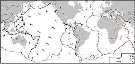 1 Global plate tectonic map illustrating the major tectonic plates ...