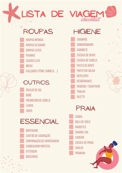 Checklist Viagem Praia Em Lista De Viagem Organiza O De