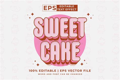 Editable Text Effect Sweet Cake 3d Cartoon Template Style Premium