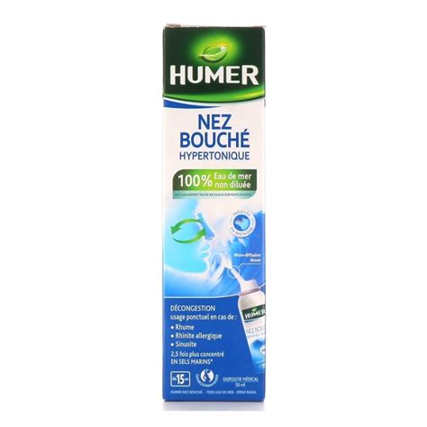 Spray Nez Bouché Hypertonique 100 Eau de Mer Humer 50 ml Urgo