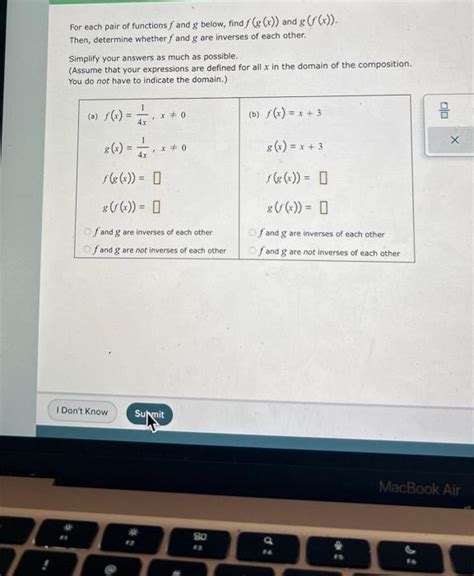 Solved For Each Pair Of Functions F And G Below Find Chegg