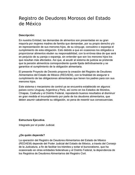 Registro De Deudores Alimentarios Morosos Registro De Deudores Morosos Del Estado De En