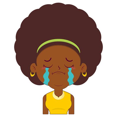 Afro Woman Crying And Scared Face Cartoon Cute 18127957 Png