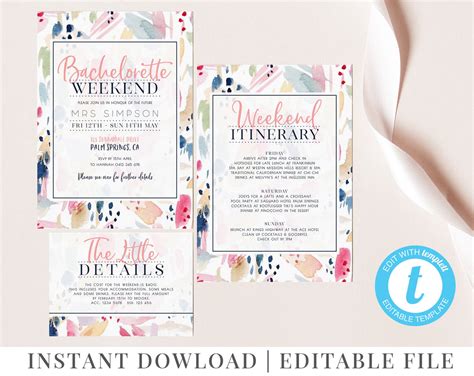 Printable Bachelorette Party Invitation, Bachelorette Weekend Template ...