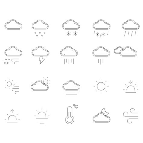 Premium Vector Collection Of Outline Weather Icons Isolated Vector