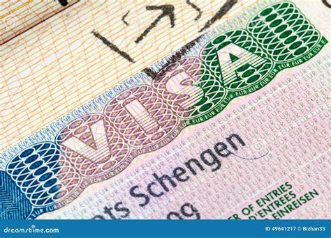 Schengen Visa In The Passport Stock Image Image Of Sign Europe 49641217