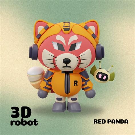 Panda rojo cyberpunk | Archivo PSD Premium