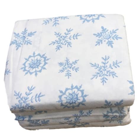 Cuddle Duds Flannel Sheet Set Blue & White Snowflake Full Bed Sheets Bedding - Walmart.com