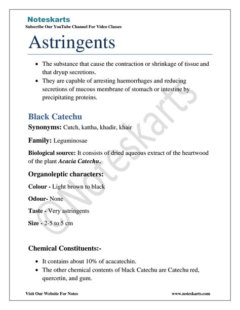 Solution Chapter Unit Astringents Pharmacognosy Noteskarts